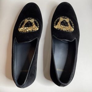 VERSACE MEDUSA HEAD VELVET LOAFERS